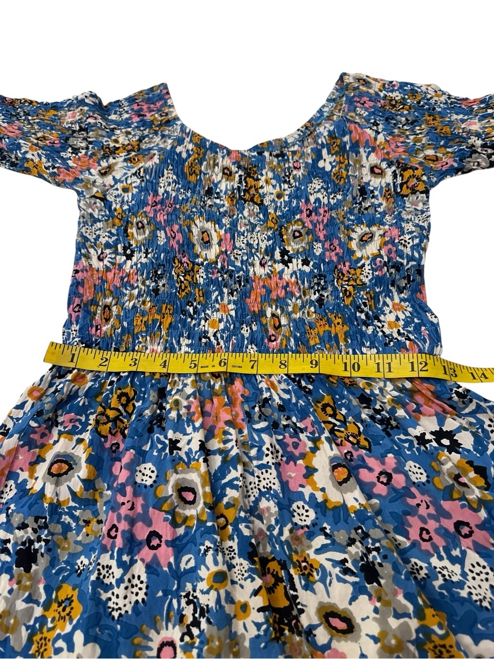 Natural Life Blue Floral Smocked Maxi Dress Extra Small Small Rayon - Picture 8 of 8
